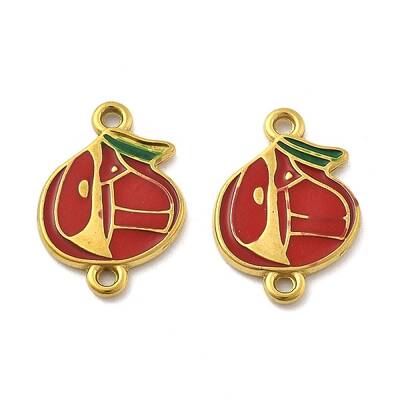 304 Stainless Steel Dark Red Enamel Fruit Connector Charms