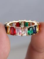 Fashion Colorful Artificial Gemstone Decorated Ring, Elegant Women's Exquisite Trendy Ring for Party, Daily Clothing Decor, T...