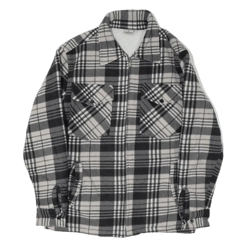 UOMO Lumberjack Fleece Jacket Grey Plaid Mens S