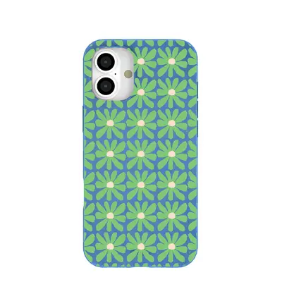 Electric Blue Flower Child iPhone 16 Plus Case