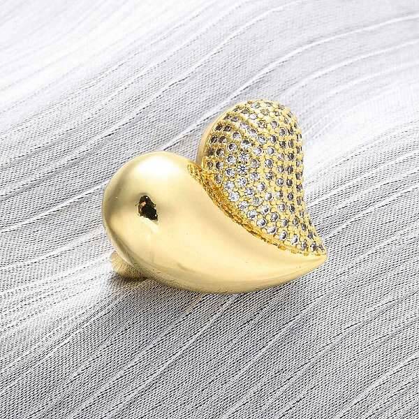 Brass Micro Pave Cubic Zirconia Adjustable Cuff Rings for Women
