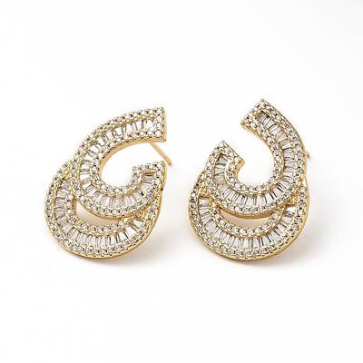 Cubic Zirconia Teardrop Stud Earrings