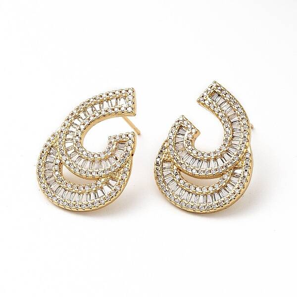Cubic Zirconia Teardrop Stud Earrings