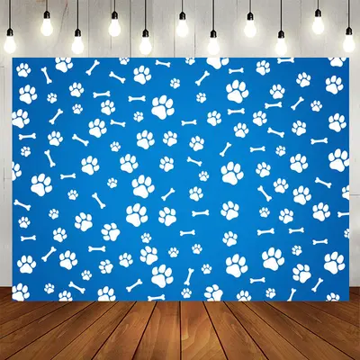Aperturee Paws And Bones Blue Happy Birthday Backdrop
