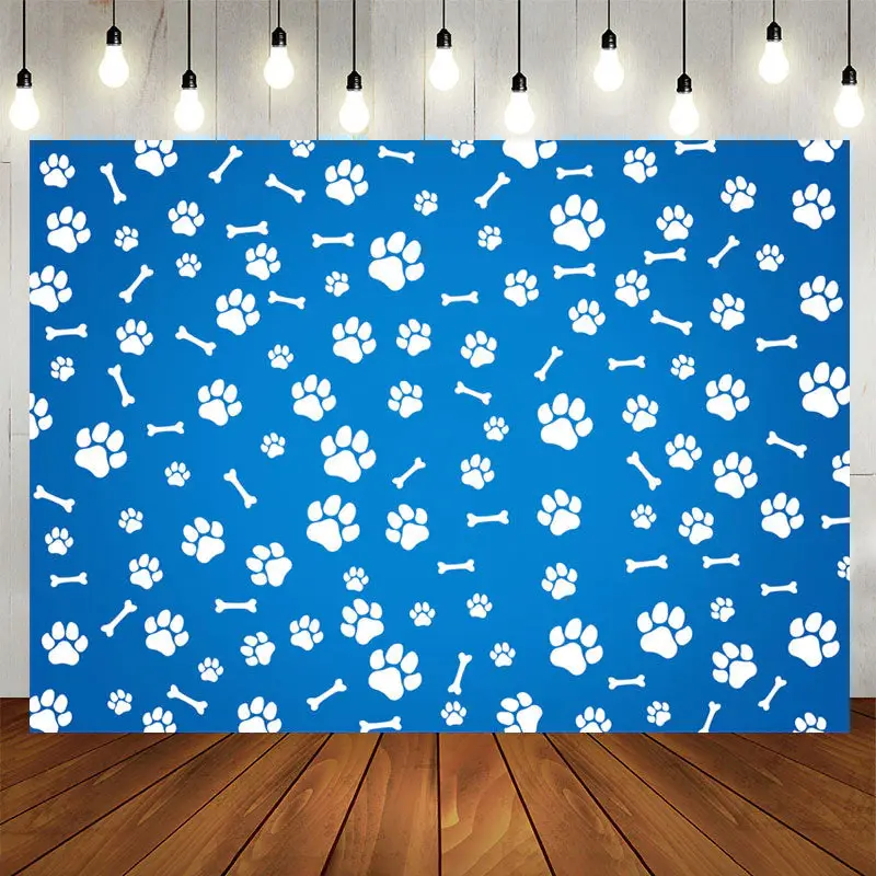 Aperturee Paws And Bones Blue Happy Birthday Backdrop