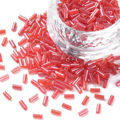 Transparent Colours Luster Glass Bugle Beads