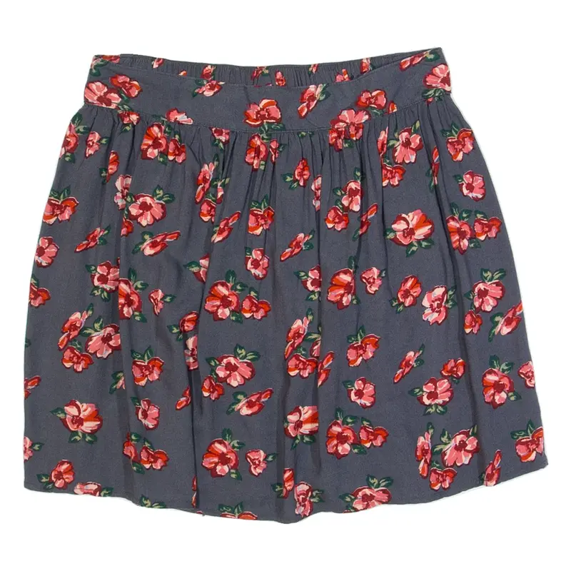 HOLLISTER Womens Skater Skirt Grey Short Floral M