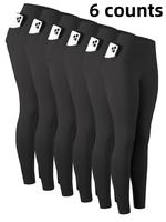 Women's Solid High Waist Side Pocket Sports Leggings, Casual Comfy Breathable Butt-lifting Tummy Control Skinny Pants for Yog...