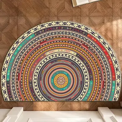 Boho Style Mandala Pattern Door Mat, 1 CountĀ Vintage Non-slip Door Rug, Cool Bedroom Accessories, Decorative Rugs for Home L...