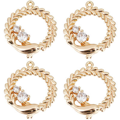 10Pcs Brass Micro Pave Cubic Zirconia Pendants