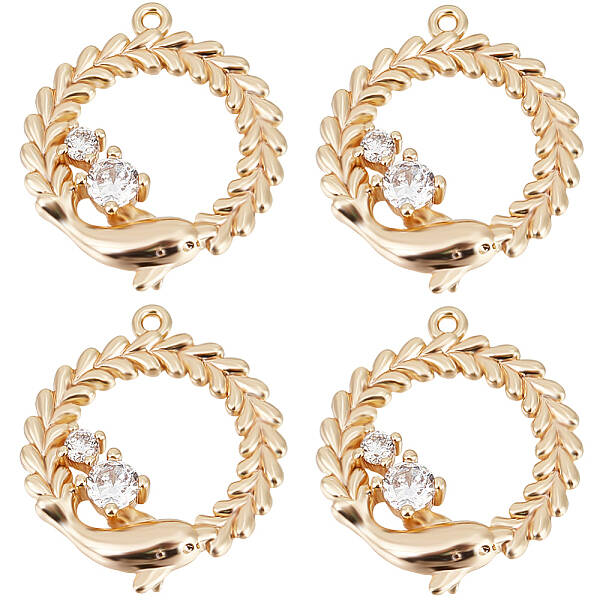 10Pcs Brass Micro Pave Cubic Zirconia Pendants