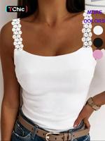 Women's Basic Contrast Lace Cami Top, Casual Solid Sleeveless Top for All Seasons, Ladies Strap Clothes for Daily Wear, Women...