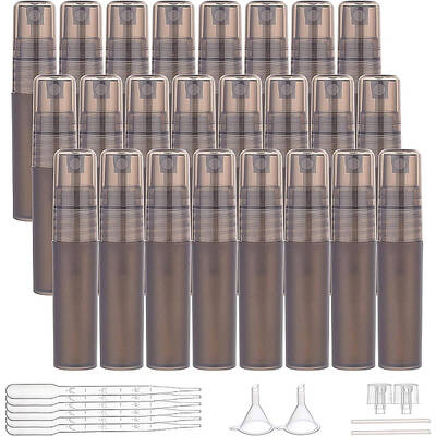 BENECREAT 30 Pack 5ml Plastic Perfume Tubes Black Fine Mist Spray Bottle for Essential Oil