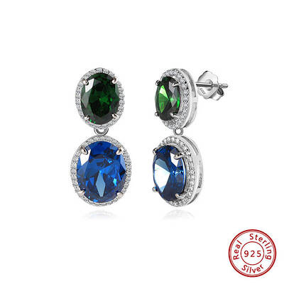 925 Sterling Silver Cubic Zirconia Dangle Stud Earrings