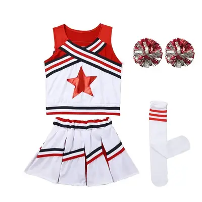 Girls Cheerleader Halloween Costume, Cheer Uniform for Halloween Dress Up Pink Princess Dress