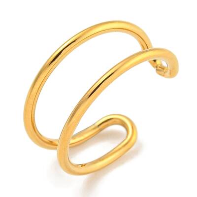 Ion Plating(IP) 304 Stainless Steel Hollow Open Cuff Ring for Women