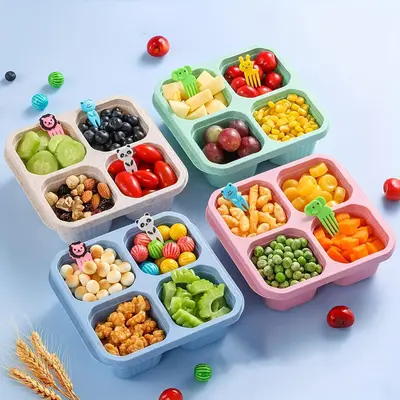 Fruit Storage Box with Lid, 1 Count/4 Counts 4-grid Snack Candy Fruit Nuts Storage Box, Food Storage Container for Home Kitch...