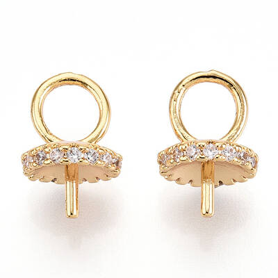 Brass Micro Pave Clear Cubic Zirconia Peg Bails