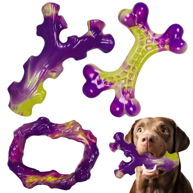 Apasiri 3 Pack Tough Dog Toys for Aggressive Chewers , Indestructible Dog Toy for Large Dogs, Bacon Flavored, Keeps Dogs Busy