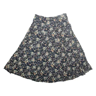 Womens A-Line Skirt Black Knee Length Floral L