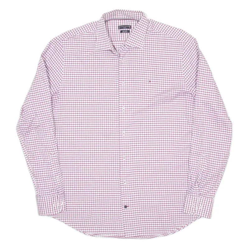 TOMMY HILFIGER Mens Shirt Purple Check Long Sleeve XL