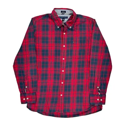 Tommy Hilfiger Checked Flannel Shirt - Large Red Cotton | Size: large