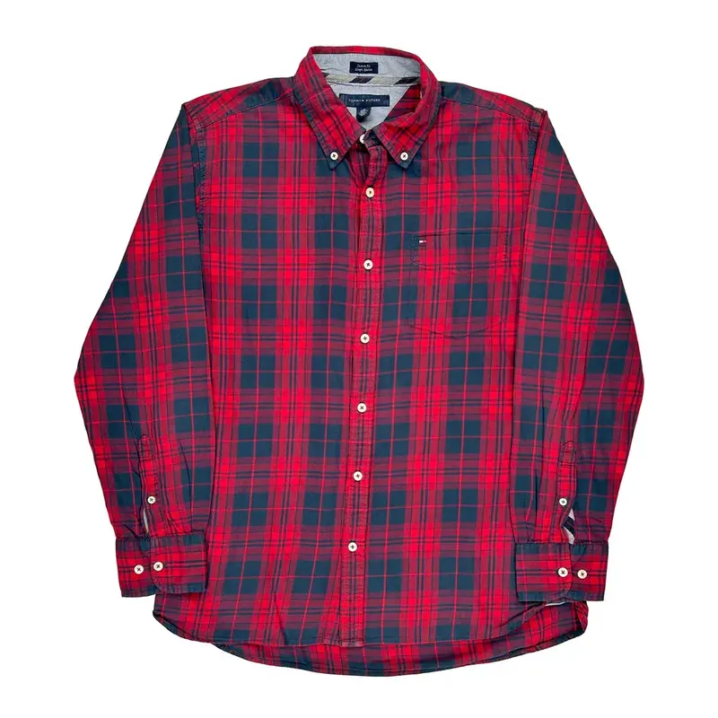 Tommy Hilfiger Checked Flannel Shirt - Large Red Cotton | Size: large