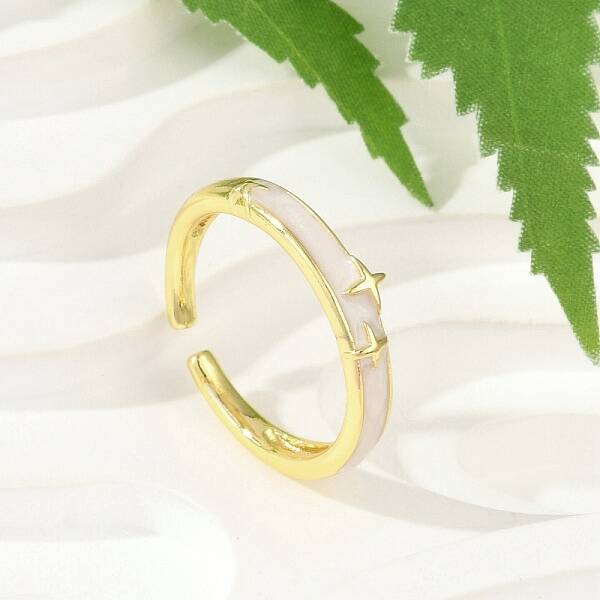 Brass Enamel Cuff Rings