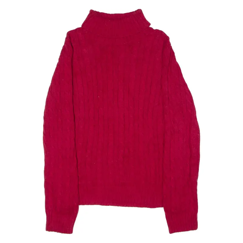 TOMMY HILFIGER Mens Jumper Red Roll Neck Cable Knit XL