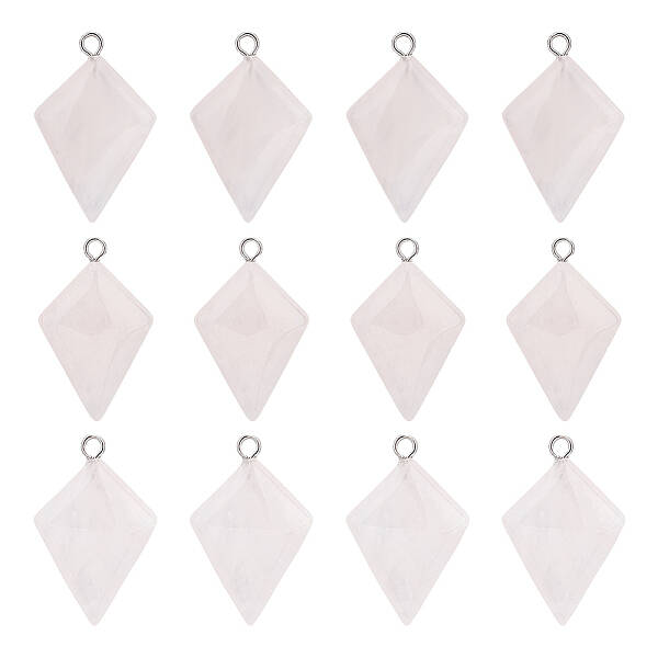 12Pcs Natural Rose Quartz Pendants