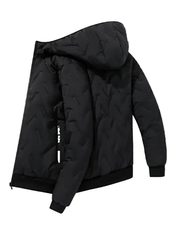 Men's Regular Fit Solid Pocket Zipper Hooded Jacket, Casual Long Sleeve Thermal Lined Outerwear for Daily Wear, Men's Clothes...