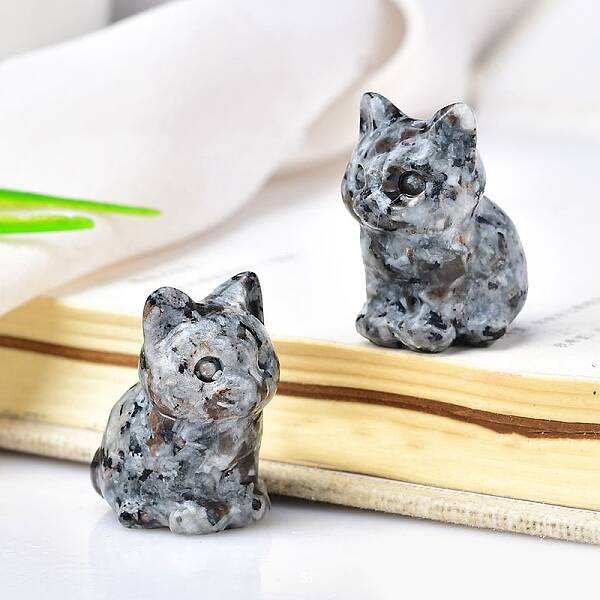 Natural Syenite Carved Healing Cat Figurines