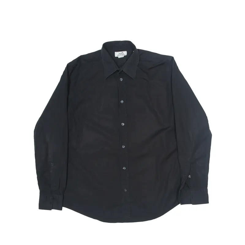 HERMES Formal Shirt Black Long Sleeve Mens L
