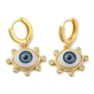 Eye Real 18K Gold Plated Brass Dangle Hoop Earrings