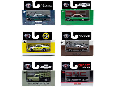 Auto-Thentics 6 piece Set Release 107 IN DISPLAY CASES Limited Edition 1/64 Diecast Model Cars by M2 Machines