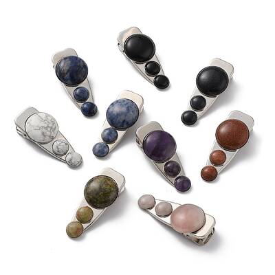 Natural & Synthetic Gemstone Alligator Hair Clips