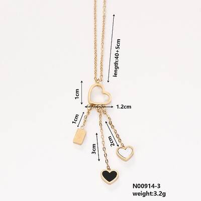 Stylish Stainless Steel & Plastic Heart Tassels Pendant Necklaces