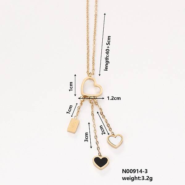 Stylish Stainless Steel & Plastic Heart Tassels Pendant Necklaces