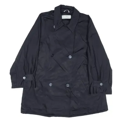 MAX MARA Double Breasted Pea Coat Blue Womens UK 14