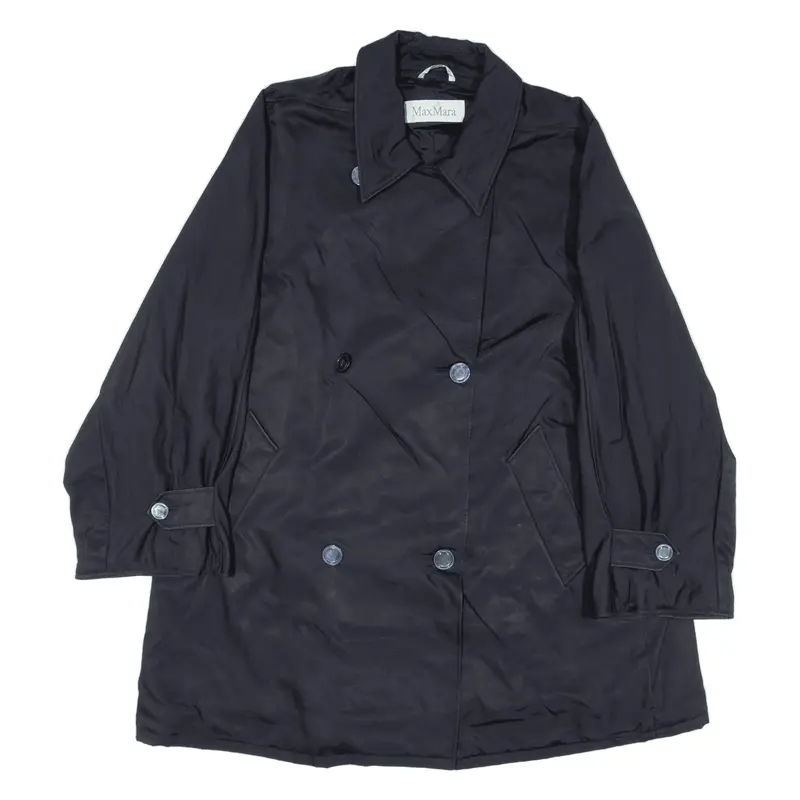 MAX MARA Double Breasted Pea Coat Blue Womens UK 14