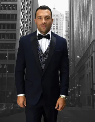Mens Navy Blue Wedding Tuxedo - Dark Blue Tuxedo Suit