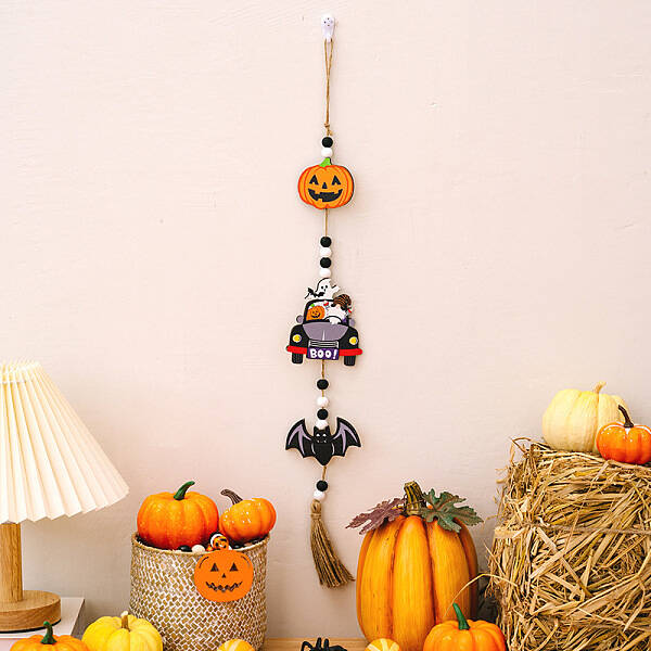 Halloween Wood Bead Tassel Tree Ornaments