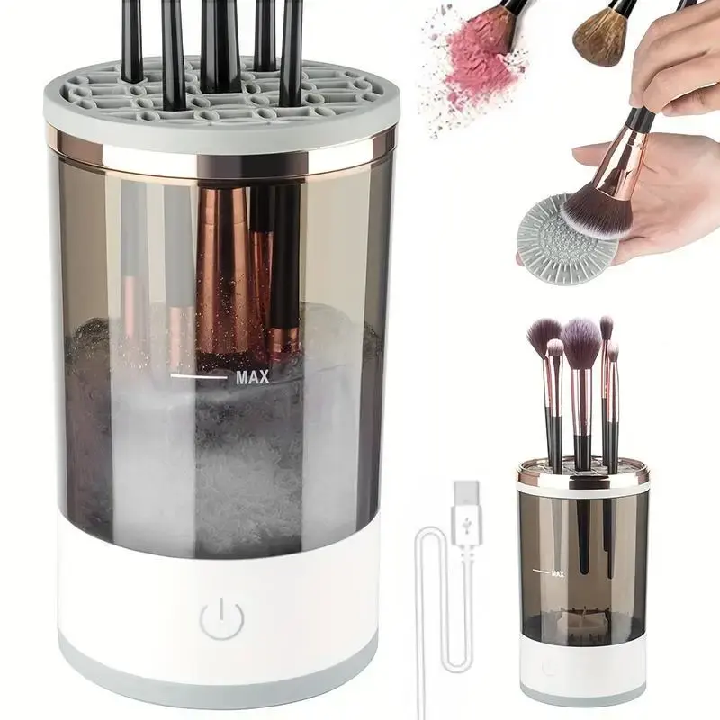 Portable Electric Makeup Brush Cleaner, 1 Count USB Rechargeable Makeup Brush Cleaning Machine, Quick Cleaning Tool for Makeu...