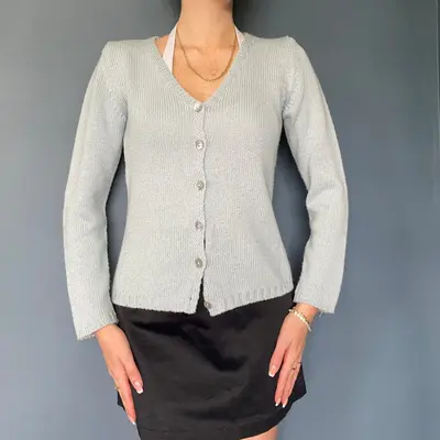 L'Insolito Cardigan - Medium Blue Cotton Blend