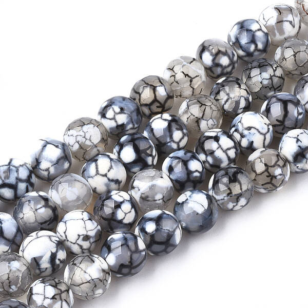 Natural Fire Crackle Agate Beads Strands