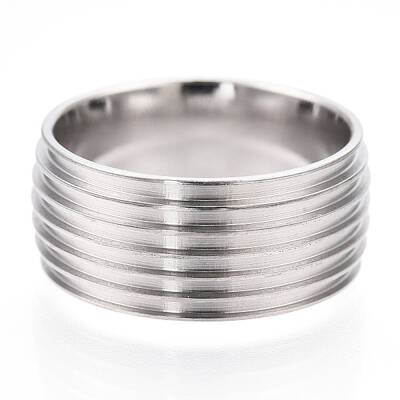 201 Stainless Steel Grooved Finger Ring Settings
