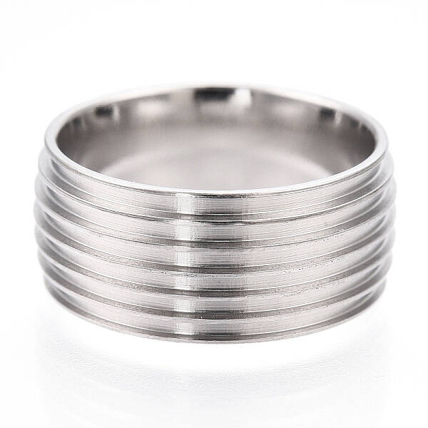 201 Stainless Steel Grooved Finger Ring Settings
