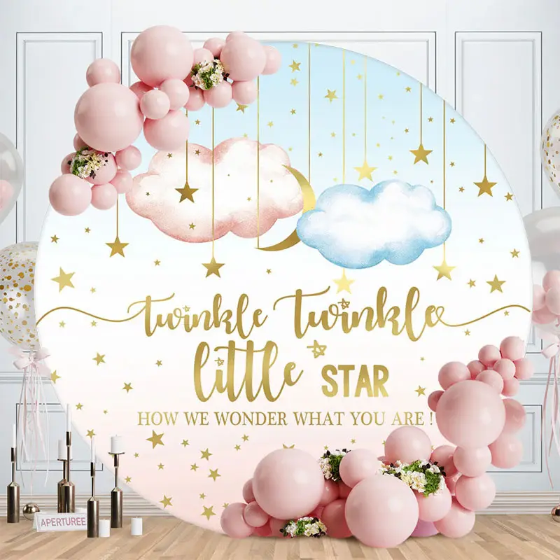 Twinkle Twinkle Little Star Round Birthday Backdrop - Aperturee
