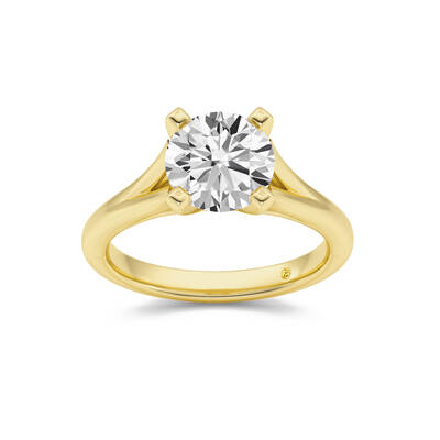 Luxen Split Shank Round Lab Grown Diamond Solitaire Ring | 18K Yellow Gold 4 CT. TW.