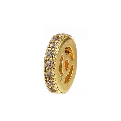 Rack Plating Brass Clear Cubic Zirconia Spacer Beads